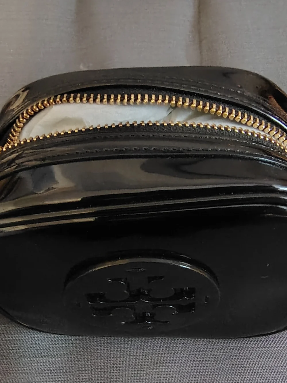 Tory Burch Black Patent Cosmetic Case